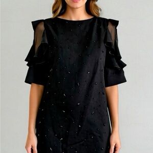 Explosion Black Beaded Star Mini Dress – EU 42 / US 10